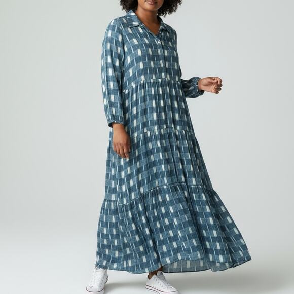 Pomander Place Tuckernuck Blue Ikat Mabel Maxi Dress NWT Women's Sz XXL Boho - Picture 1 of 9